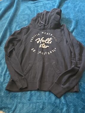 Hollister Black Hooded Pullover with Front Script Logo